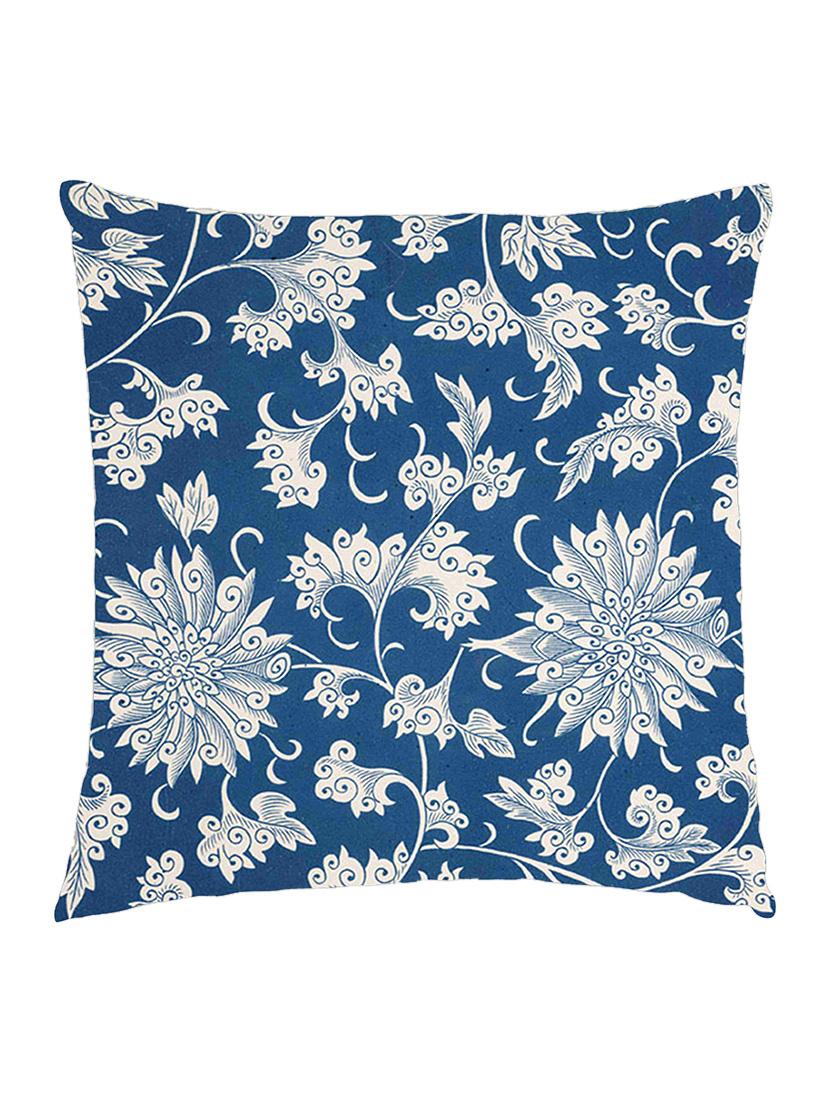 digitally printed cushion cover of floral pattern vintage print - dark blue - 13285772 -  Zoom Image - 0