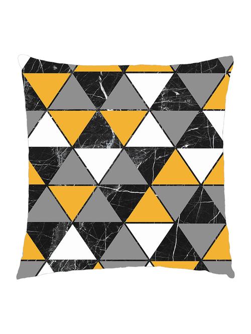 digitally printed cushion cover of triangles on marble effect - yellow - 13285774 - Standard Image - 0