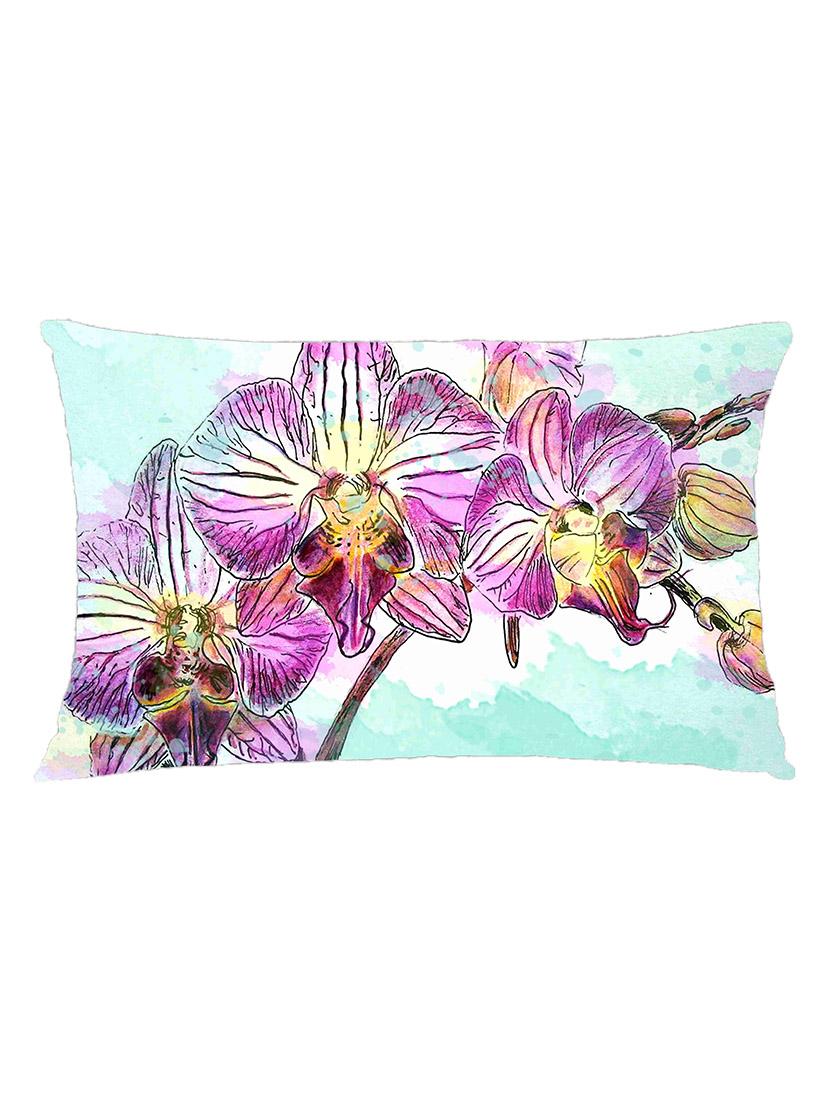 digitally printed cushion cover of pink flowers on blue - 13285787 - Zoom Image - 0