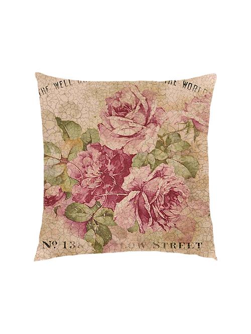 digital printed cushion cover with cracked  vintage pink rose - 13285813 -  Standard Image - 0