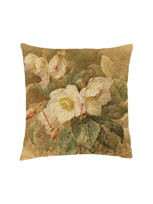 digital printed cushion cover with cracked  vintage green flowers - 13285815 -  Standard Image - 0