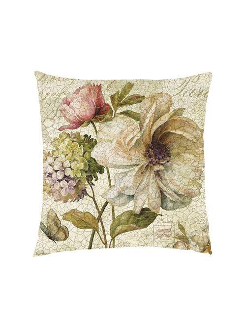 digital printed cushion cover with cracked white vintage flowers - 13285816 - Standard Image - 0