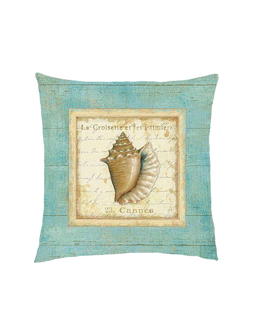 digital printed cushion cover with marine shell on blue wooden background - 13285822 - Zoom Image - 0