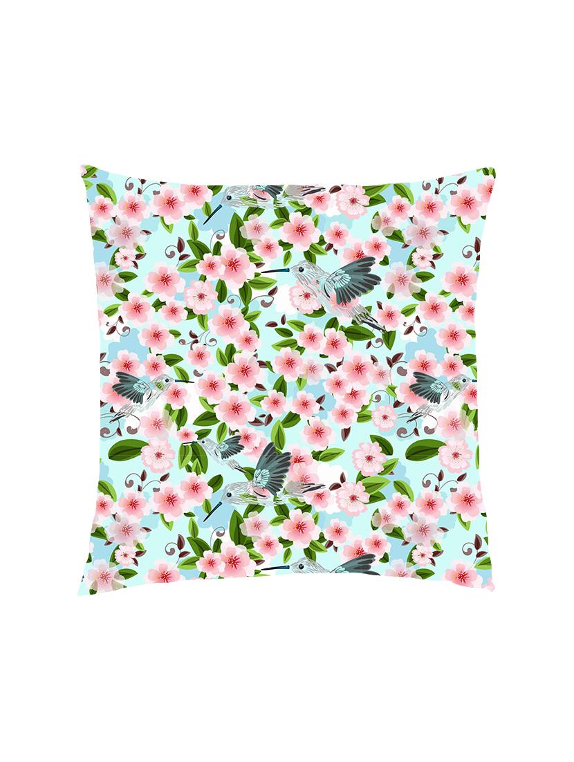 digital printed cushion cover with pink flowers and birds - 13285832 -  Zoom Image - 0