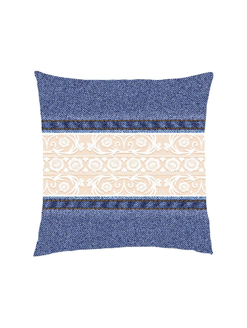 digital printed cushion cover with  denim with lace - 13285838 -  Zoom Image - 0