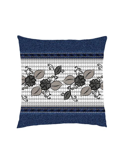 digital printed cushion cover with floral jaal denim look - 13285839 - Standard Image - 0