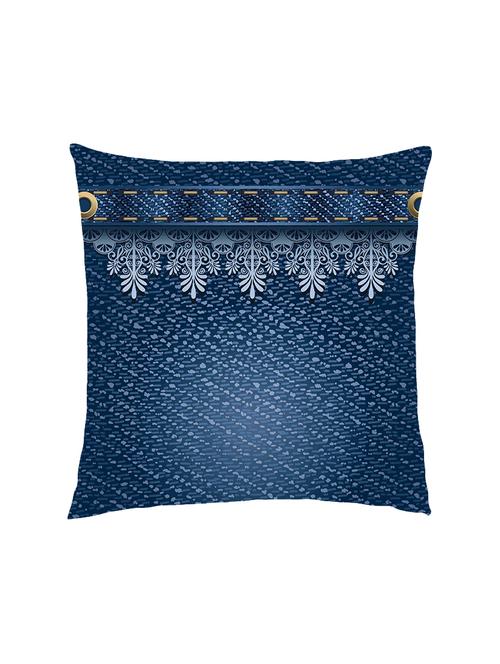 digital printed cushion cover with lace border on denim - 13285840 - Standard Image - 0