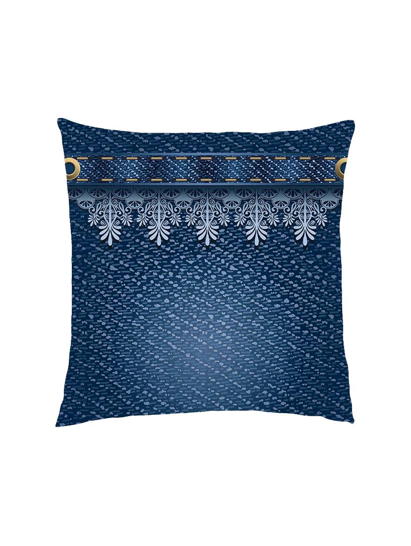 digital printed cushion cover with lace border on denim - 13285840 - Zoom Image - 0