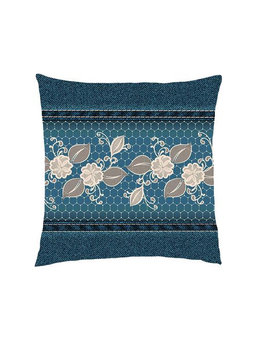 digital printed cushion cover with floral lace jaal denim look - 13285841 -  Standard Image - 0