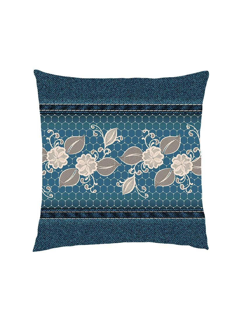 digital printed cushion cover with floral lace jaal denim look - 13285841 -  Zoom Image - 0