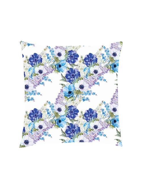 digital printed cushion cover with diagonal blue flower bunch - 13285849 - Standard Image - 0