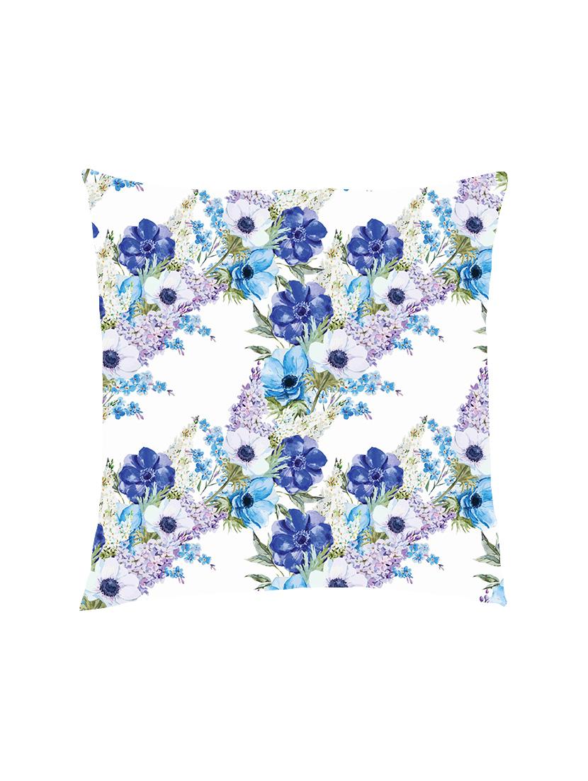 digital printed cushion cover with diagonal blue flower bunch - 13285849 - Zoom Image - 0