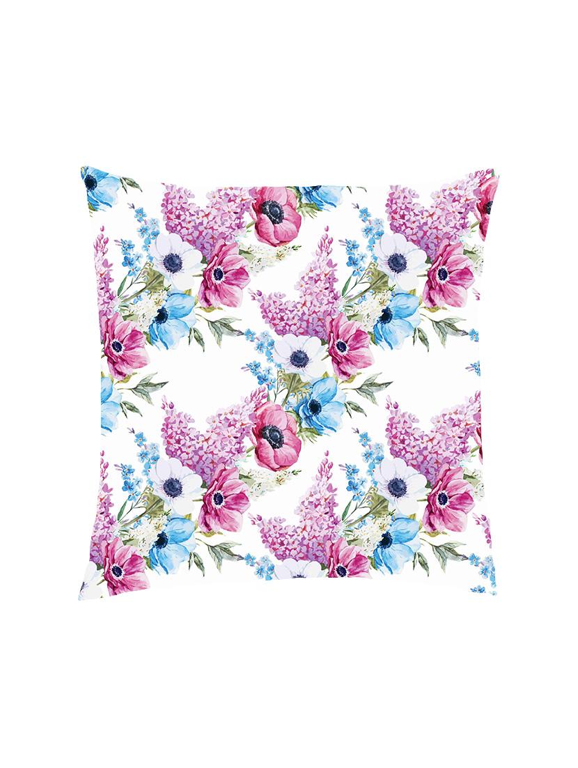 digital printed cushion cover with pink and blue flower bunch - 13285850 -  Zoom Image - 0