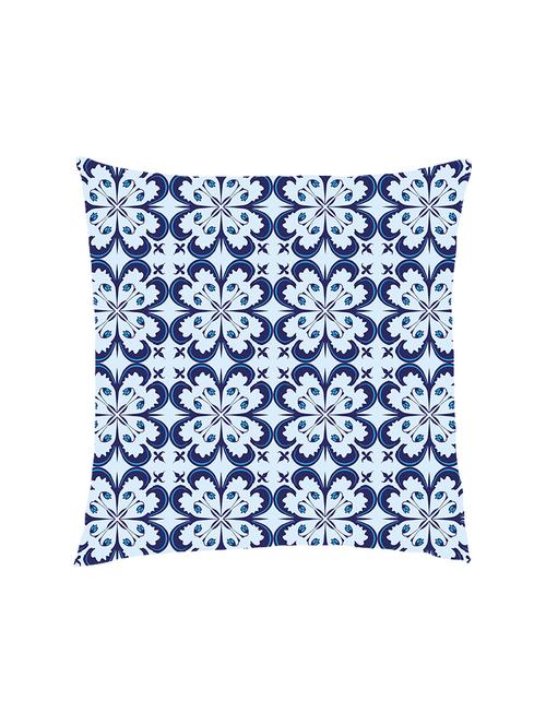 digital printed cushion cover with blue geometric flower - 13285863 - Standard Image - 0