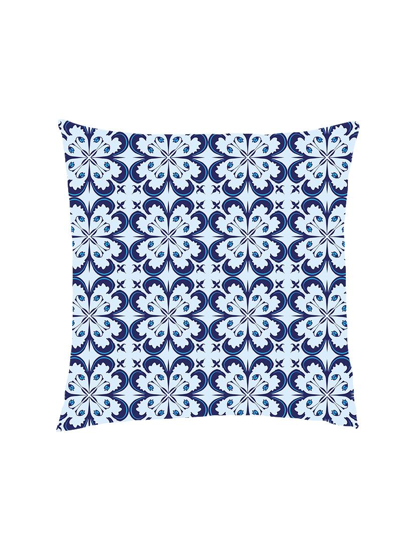 digital printed cushion cover with blue geometric flower - 13285863 - Zoom Image - 0