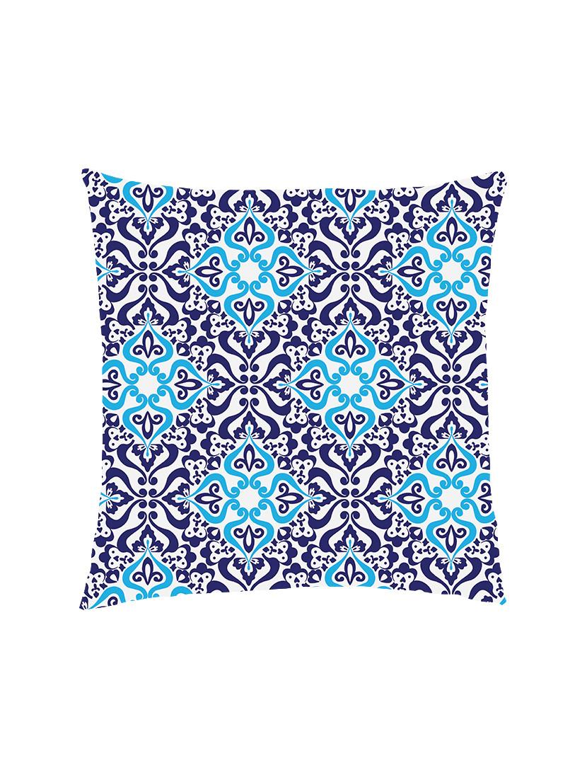digital printed cushion cover with navy blue and sky blue geometric design - 13285867 -  Zoom Image - 0