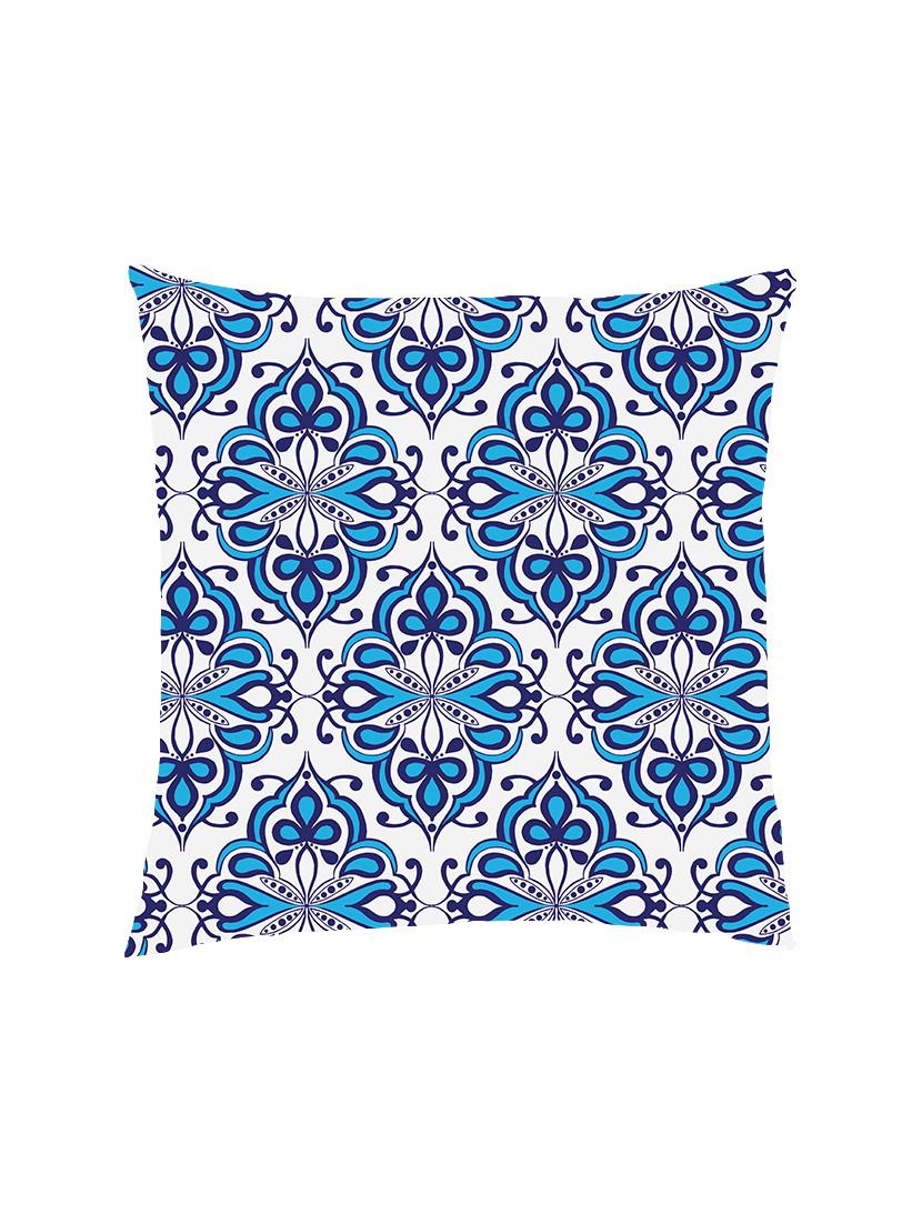 digital printed cushion cover with navy blue and sky blue geometric motif - 13285871 -  Zoom Image - 0