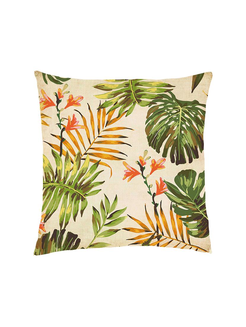digitally printed mixed leafs satin cushion cover - 13285906 - Zoom Image - 0