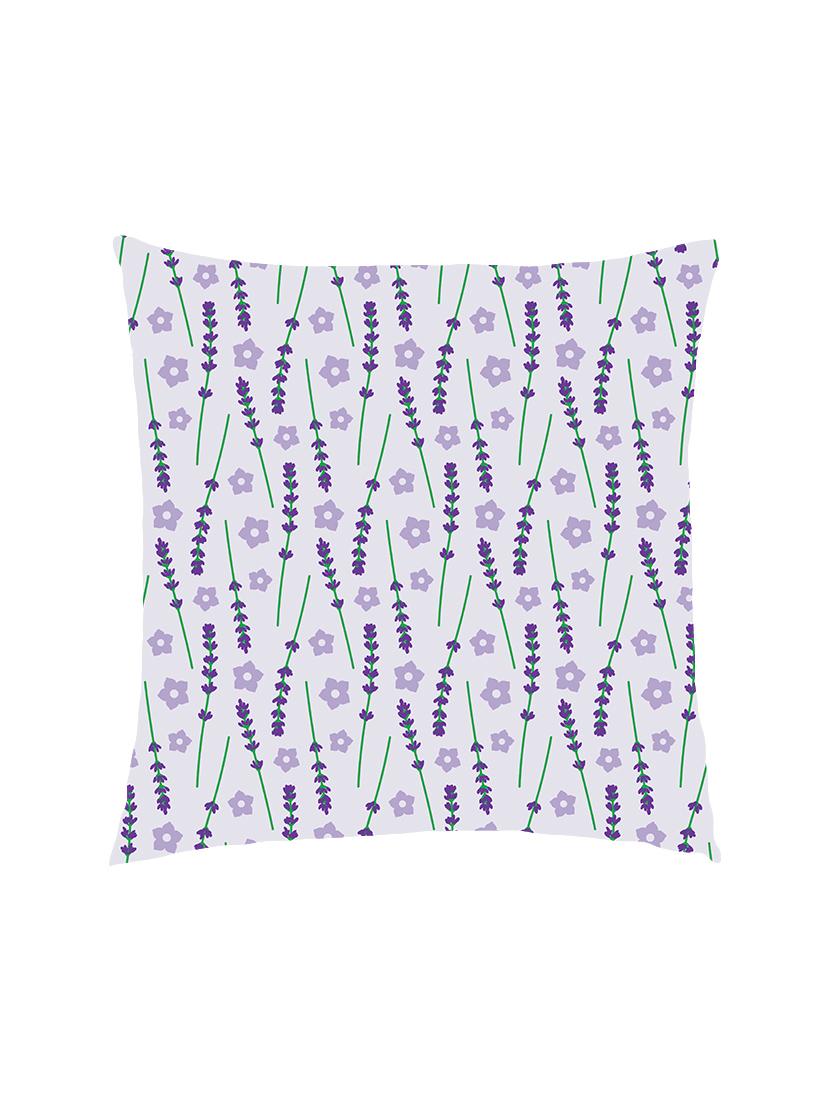 digitally printed leaf & geometric flowers satin cushion cover - 13285925 - Zoom Image - 0