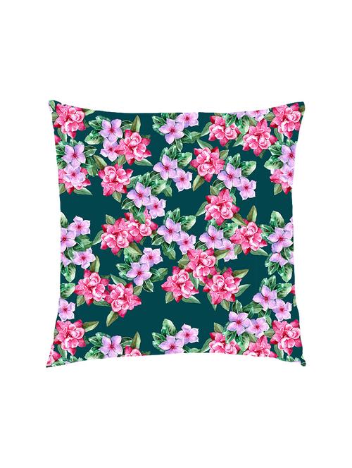 digitally printed flowers & leafs design satin cushion cover - 13285932 -  Standard Image - 0