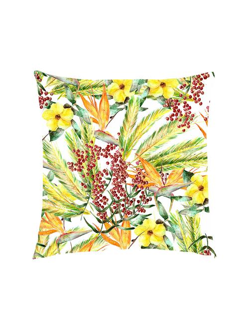 digitally printed flowers & leafs design satin cushion cover - 13285933 - Standard Image - 0