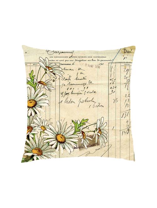 digitally printed text & flowers satin cushion cover - 13285936 -  Standard Image - 0