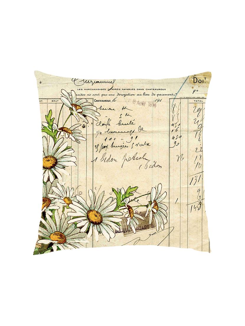 digitally printed text & flowers satin cushion cover - 13285936 -  Zoom Image - 0