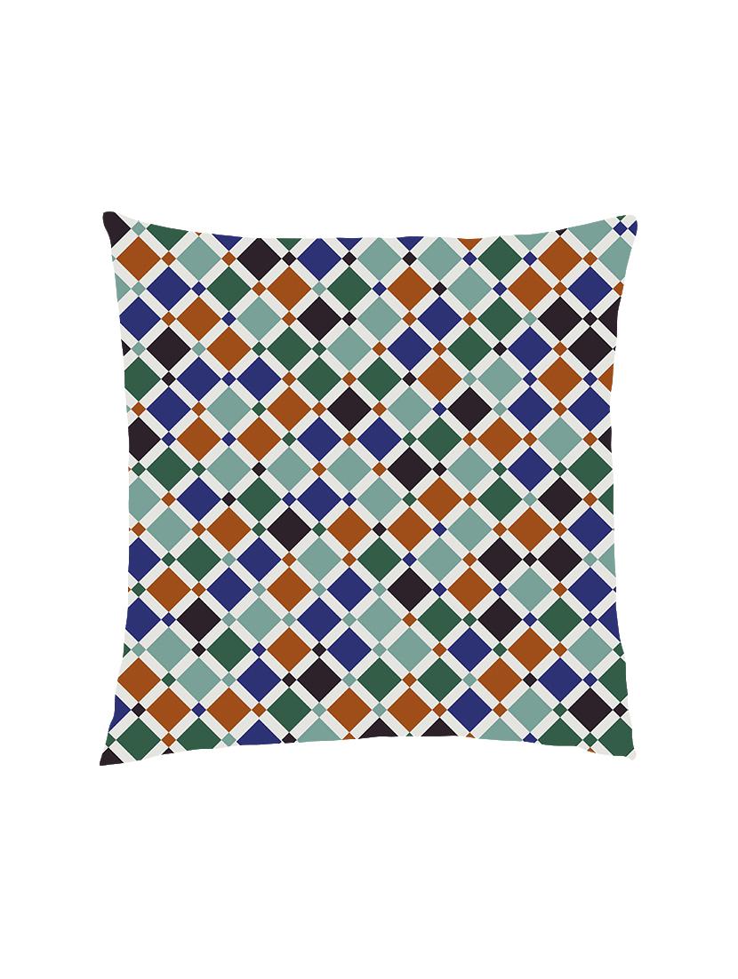 digitally printed diagonal checks satin cushion cover - 13285941 -  Zoom Image - 0