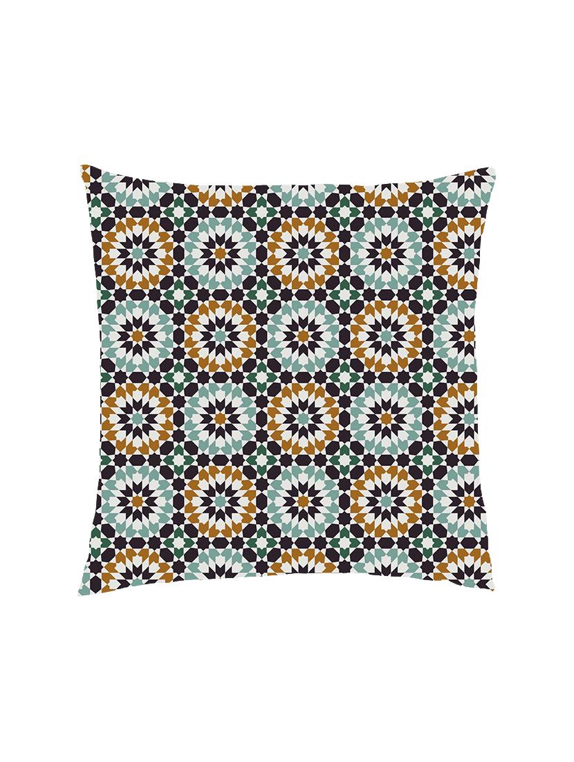 digitally printed geometric flowers satin cushion cover - 13285942 -  Zoom Image - 0