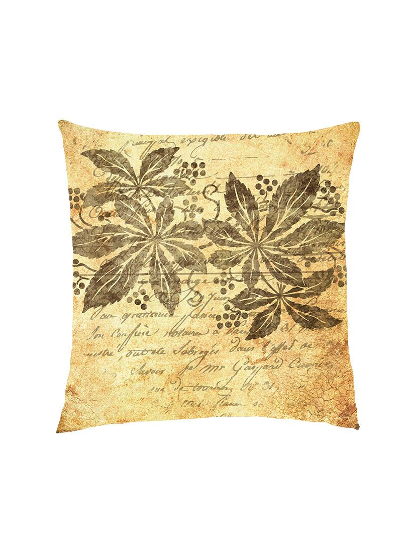 digitally printed flowers & text in vintage effect satin cushion cover - 13285943 -  Zoom Image - 0