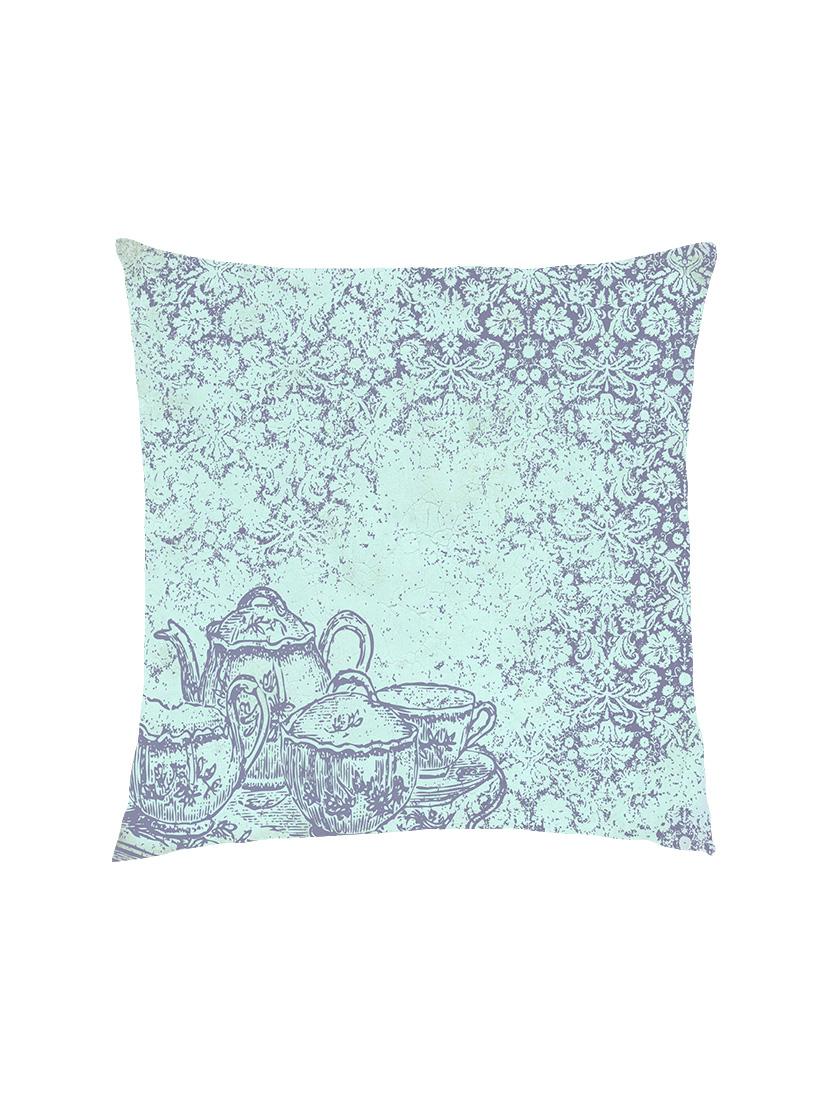digitally printed vintage cup&coaster sets satin cushion cover - 13285953 -  Zoom Image - 0