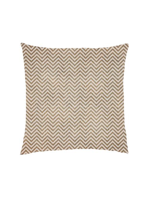 digitally printed burlap look & zig-zag lines satin cushion cover - 13285961 -  Standard Image - 0
