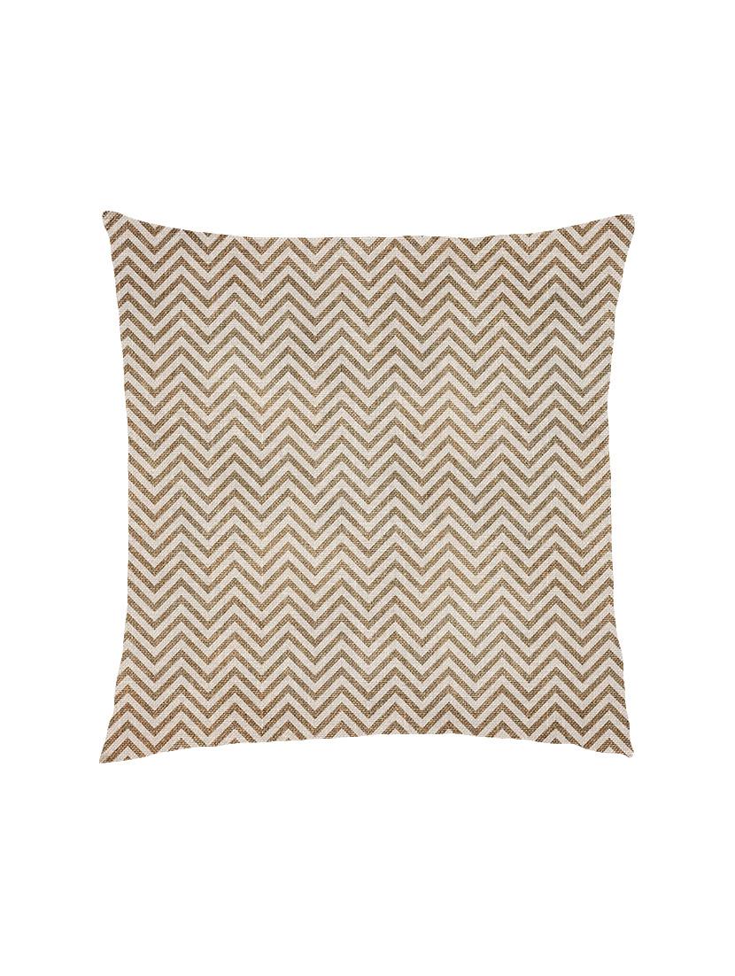 digitally printed burlap look & zig-zag lines satin cushion cover - 13285961 -  Zoom Image - 0