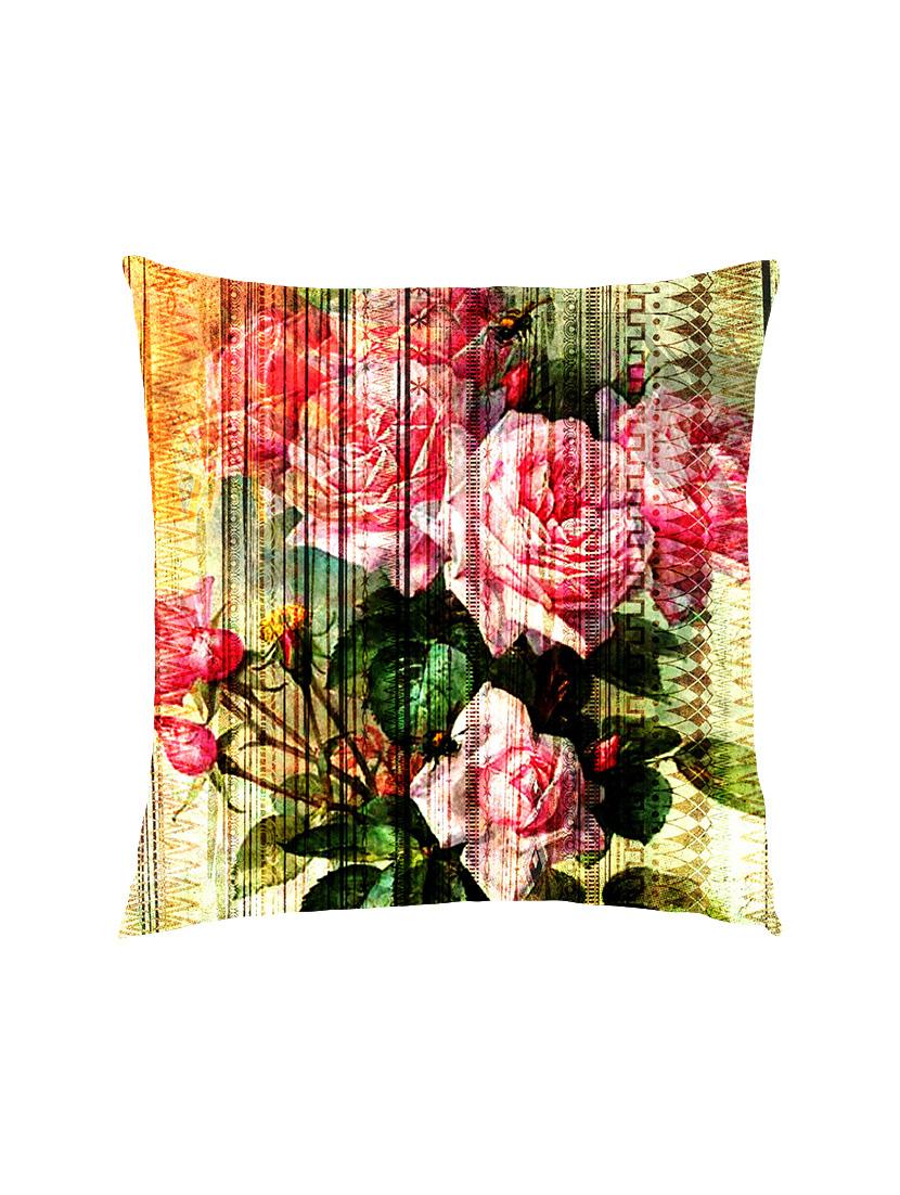 digitally printed floral design satin cushion cover - 13285985 - Zoom Image - 0