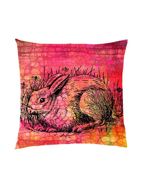 digitally printed background & a rabbit satin cushion cover - 13286016 -  Standard Image - 0