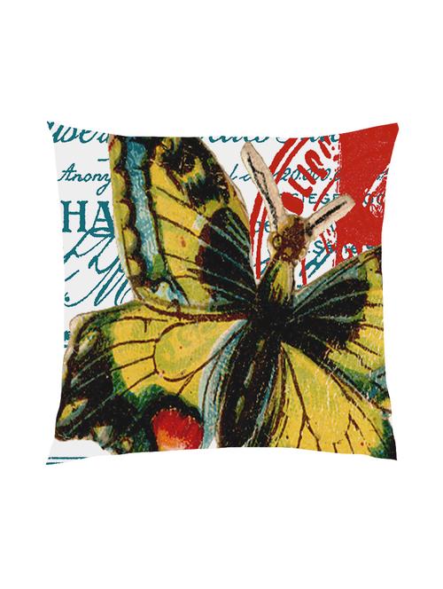 digitally printed text, stamp & butterfly satin cushion cover - 13286025 -  Standard Image - 0