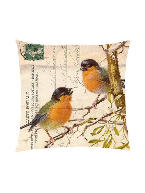 digitally printed text, stamp & bird satin cushion cover - 13286029 -  Standard Image - 0