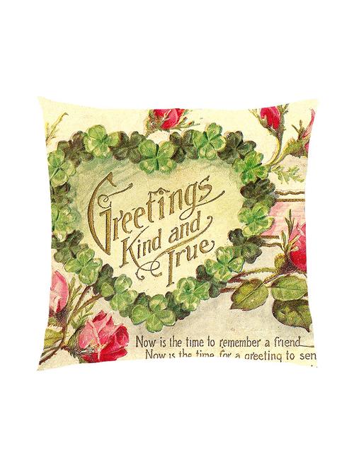 digitally printed text & flowers satin cushion cover - 13286030 -  Standard Image - 0