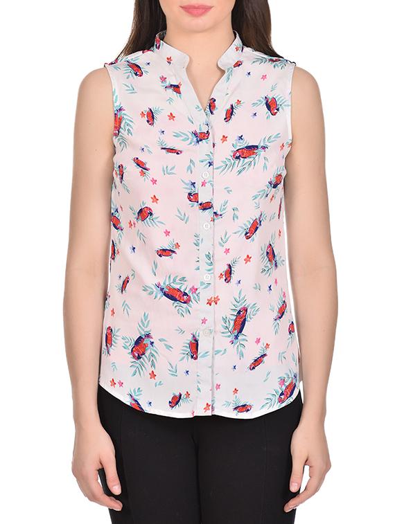 light pink printed crepe regular shirt - 13286277 - Zoom Image - 0