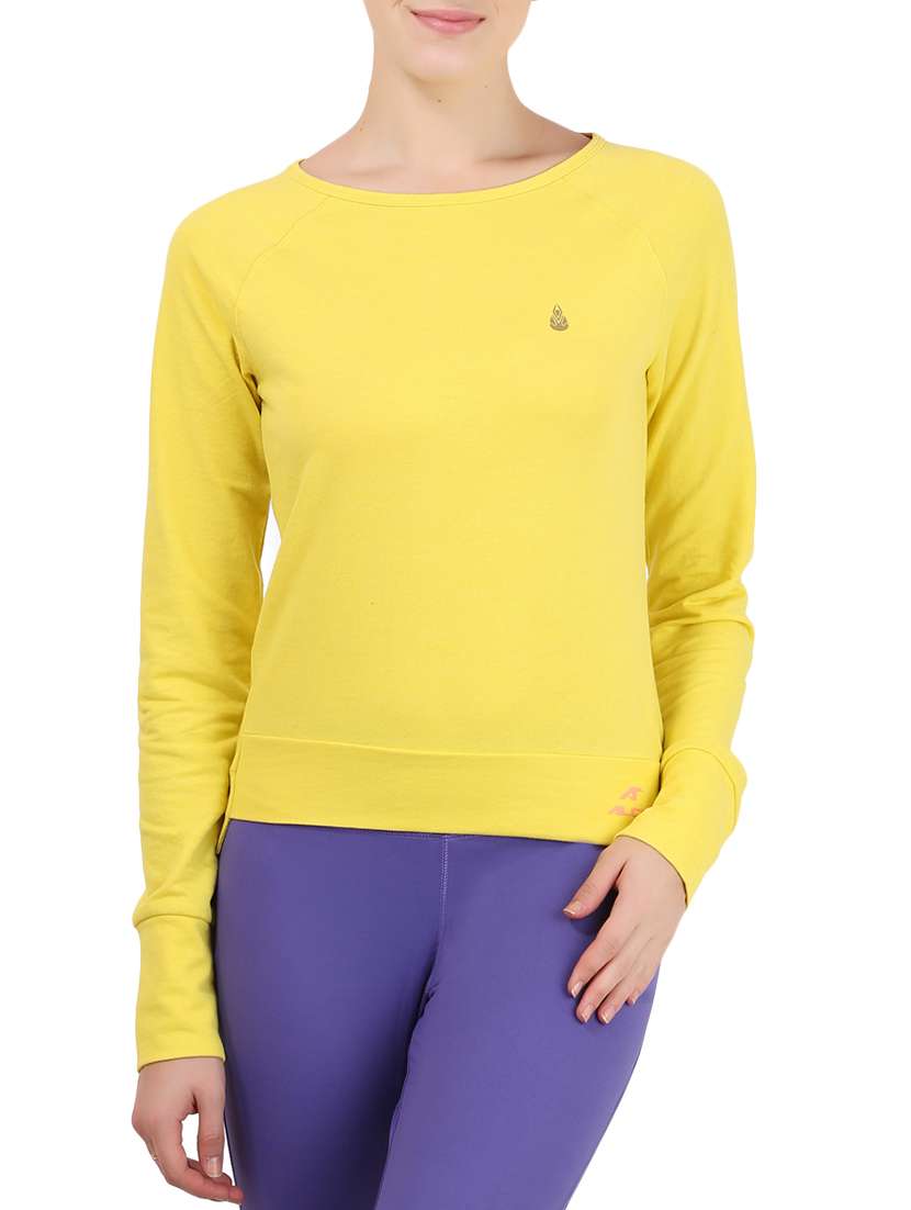 yellow cotton regular top