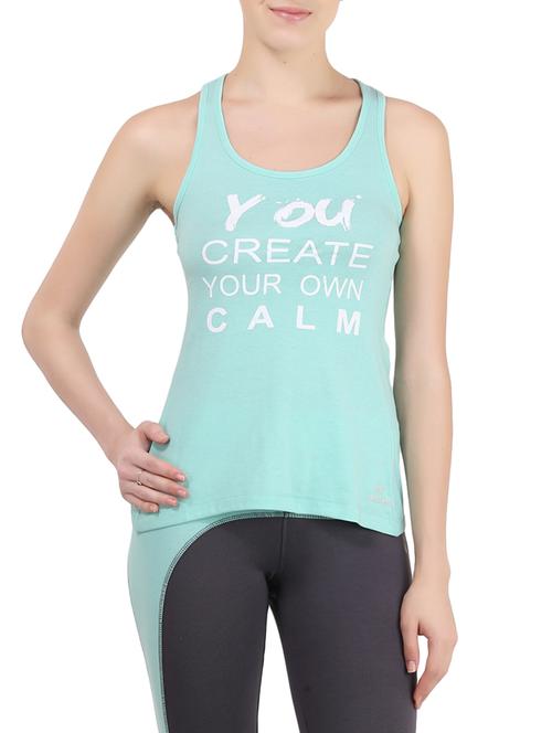 green printed cotton tank top - 13286787 -  Standard Image - 0