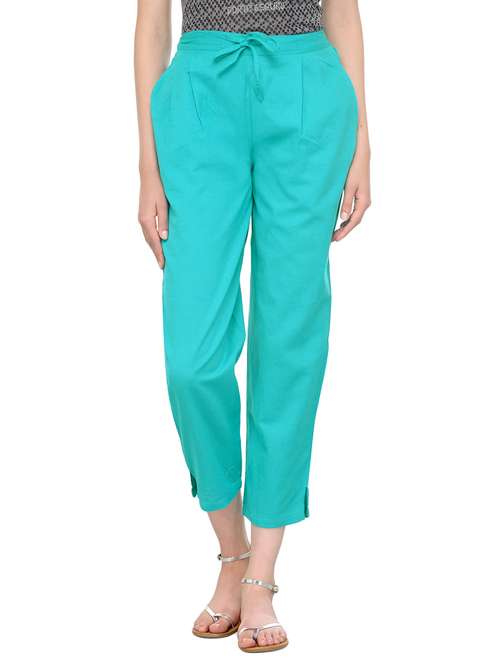 light blue cotton trouser - 13287278 - Standard Image - 0