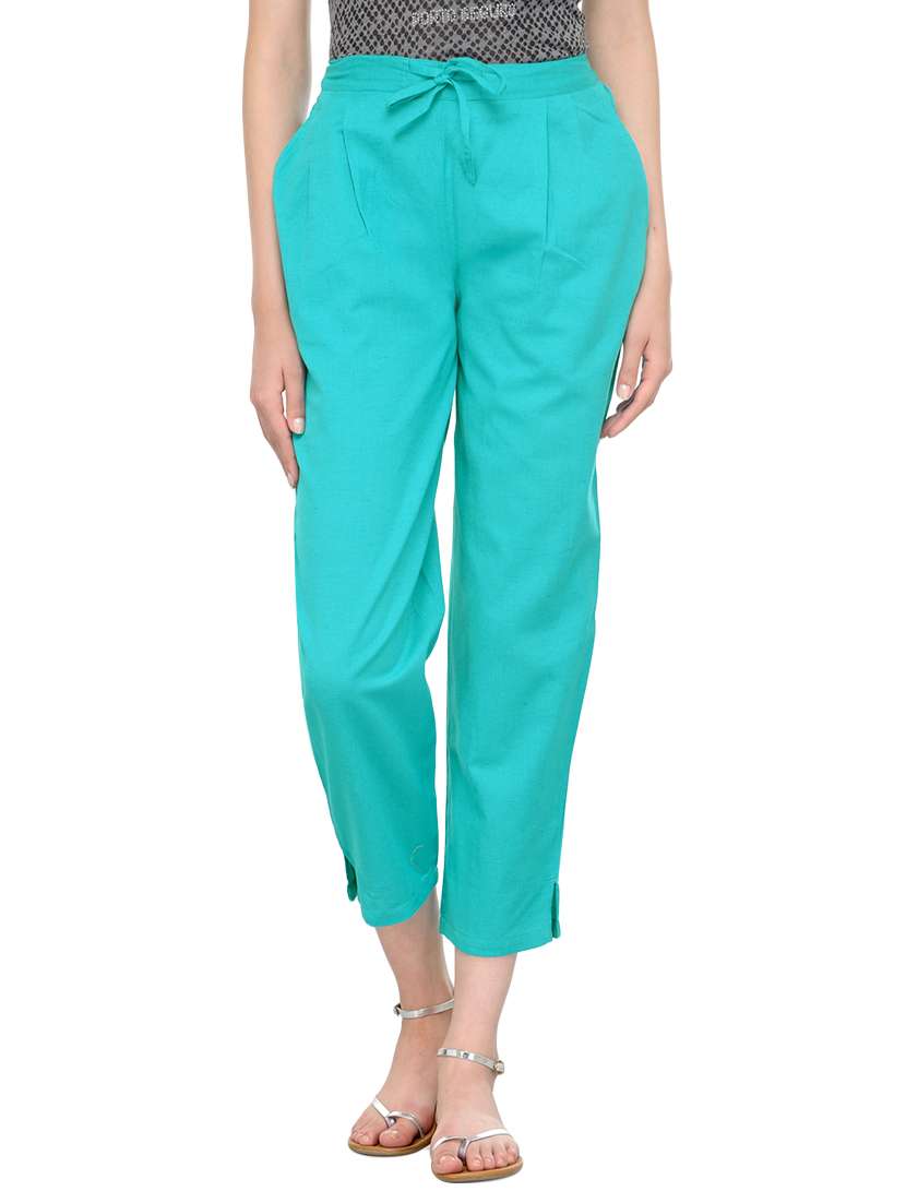 light blue cotton trouser - 13287278 - Zoom Image - 0