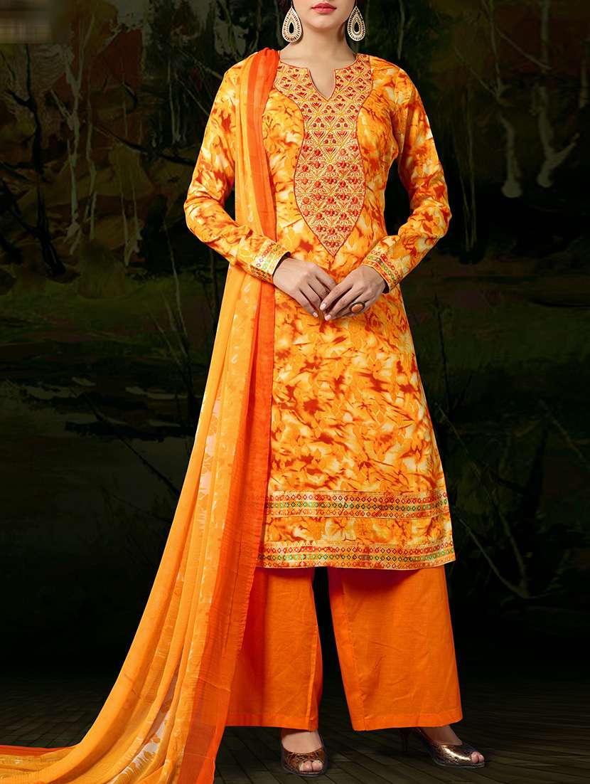 yellow straight dress material
