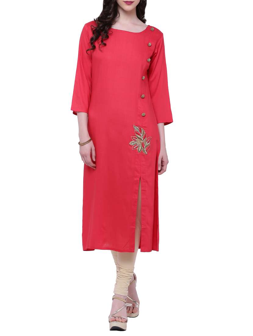 red viscose straight kurta