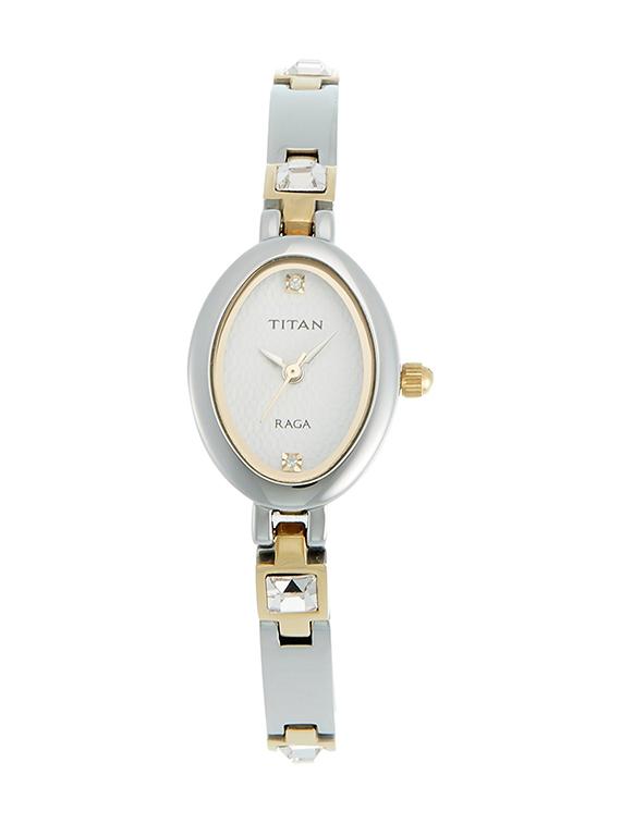 titan raga analog white dial women's watch ne9717bm01a