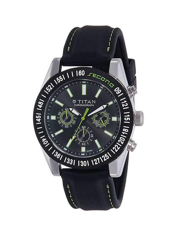Buy online Titan Octane Chronograph Black Dial Men's Watch