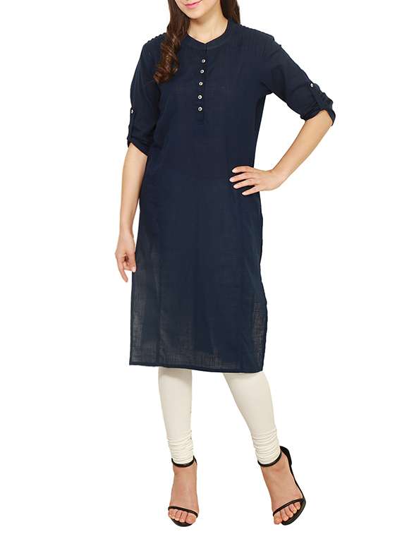 blue cotton straight kurta