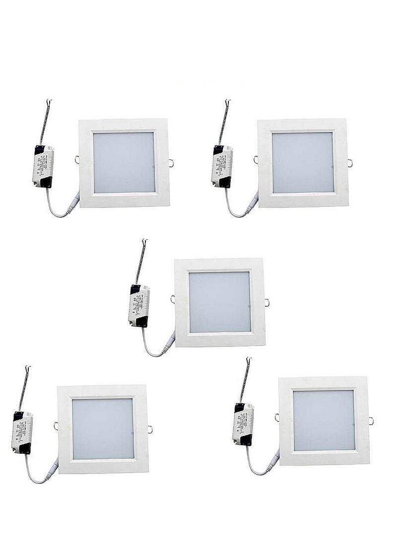 set of 5 white 3w square led panel light