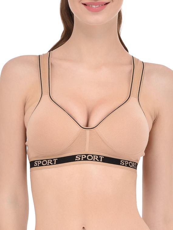 beige cotton sports bra - 13293257 -  Zoom Image - 0